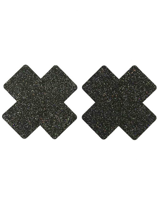 Black Glitter Cross Nipple Cover