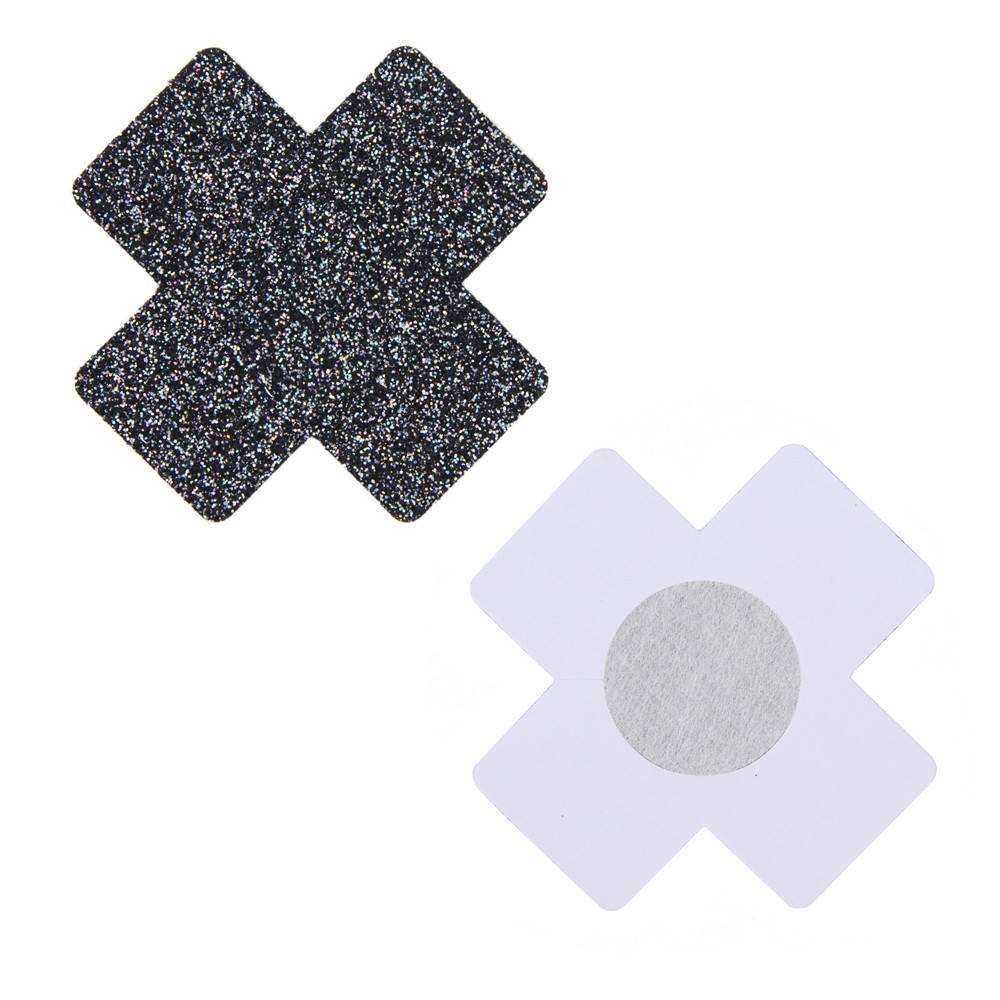 Black Glitter Cross Nipple Cover