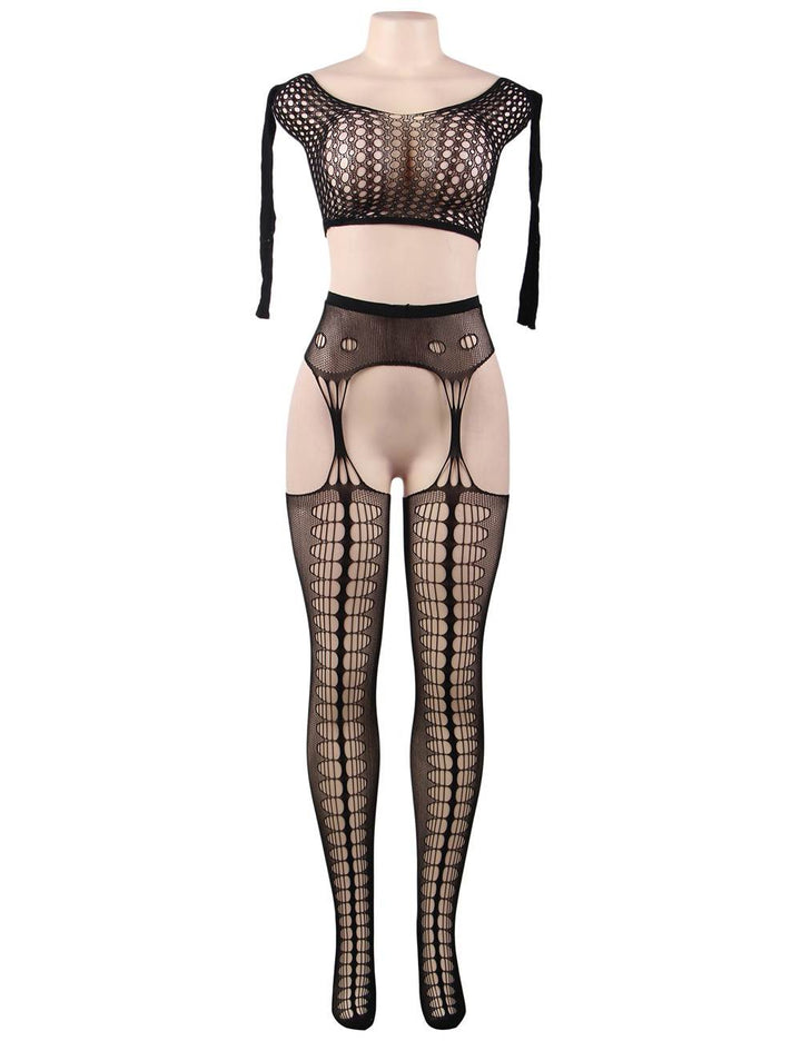 Long Sleeve Split Sexy Fishnet BodyStocking